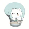White Cat Mouse Pad with Wrist Support
